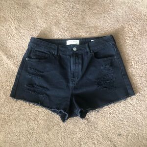 Black high rise jean shorts